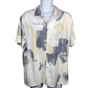 Porter & Ash Linen Blend Button Front Shirt Mens XL Short Sleeve Casual